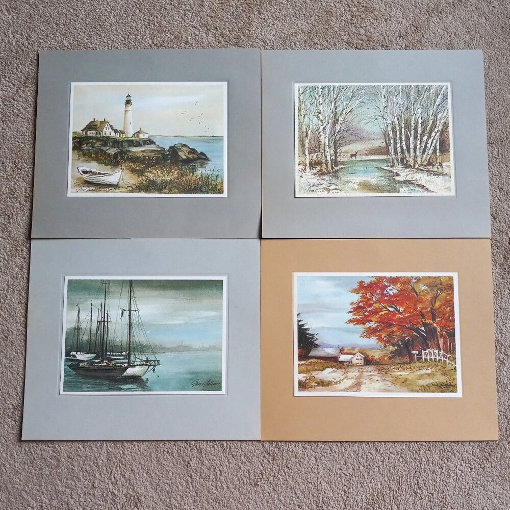 Gene Galasso Lithograph, Artist Signed, 1972 &1973, Depict 4 Seasons, Unframed